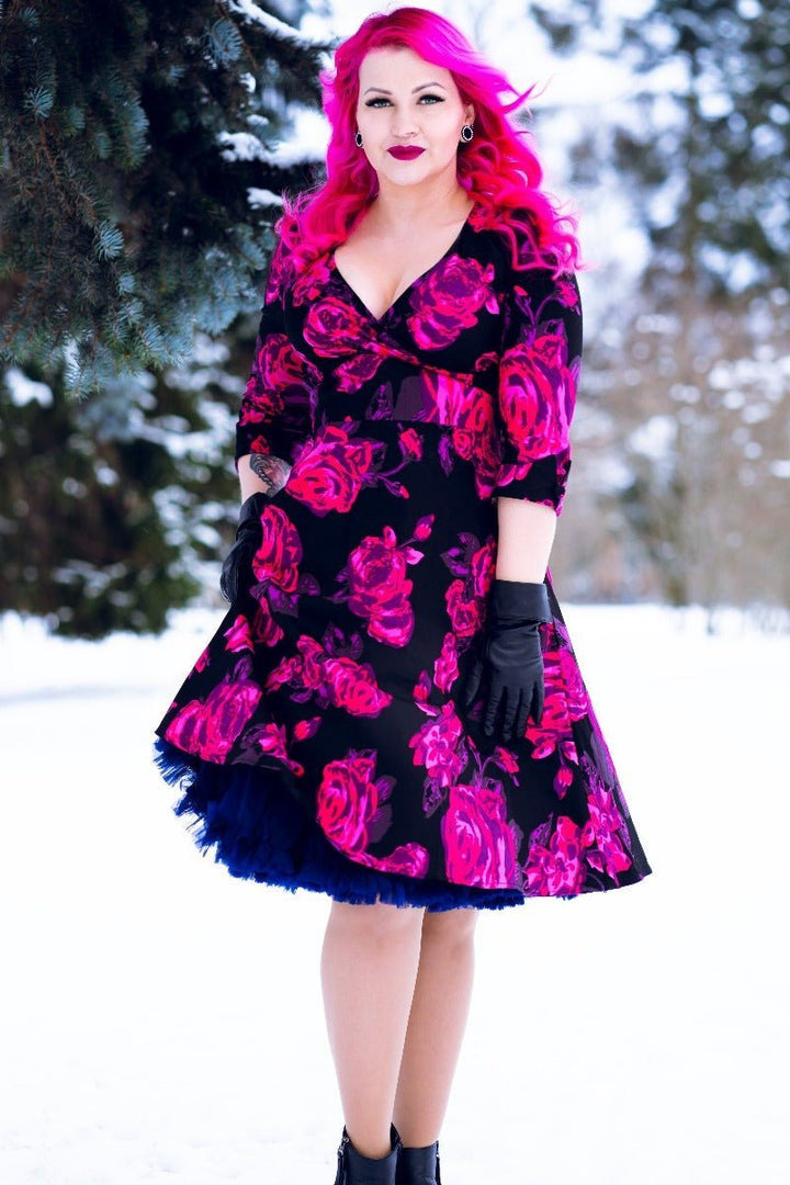Women's Long Sleeved Floral Swing Dress