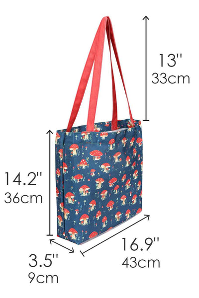 Blue Mushroom Print Tote Bag
