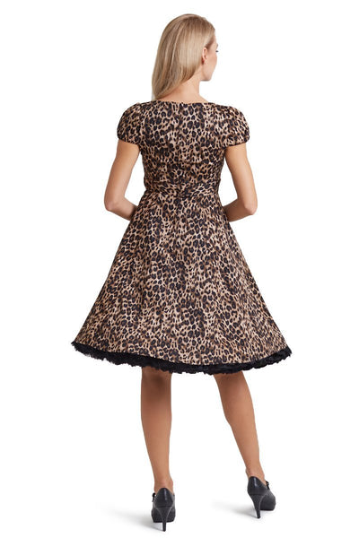 Back view of Brown Leopard Print Swing Dress