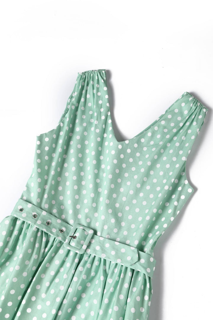 Wendy Polka Dot Swing Dress in Mint Green