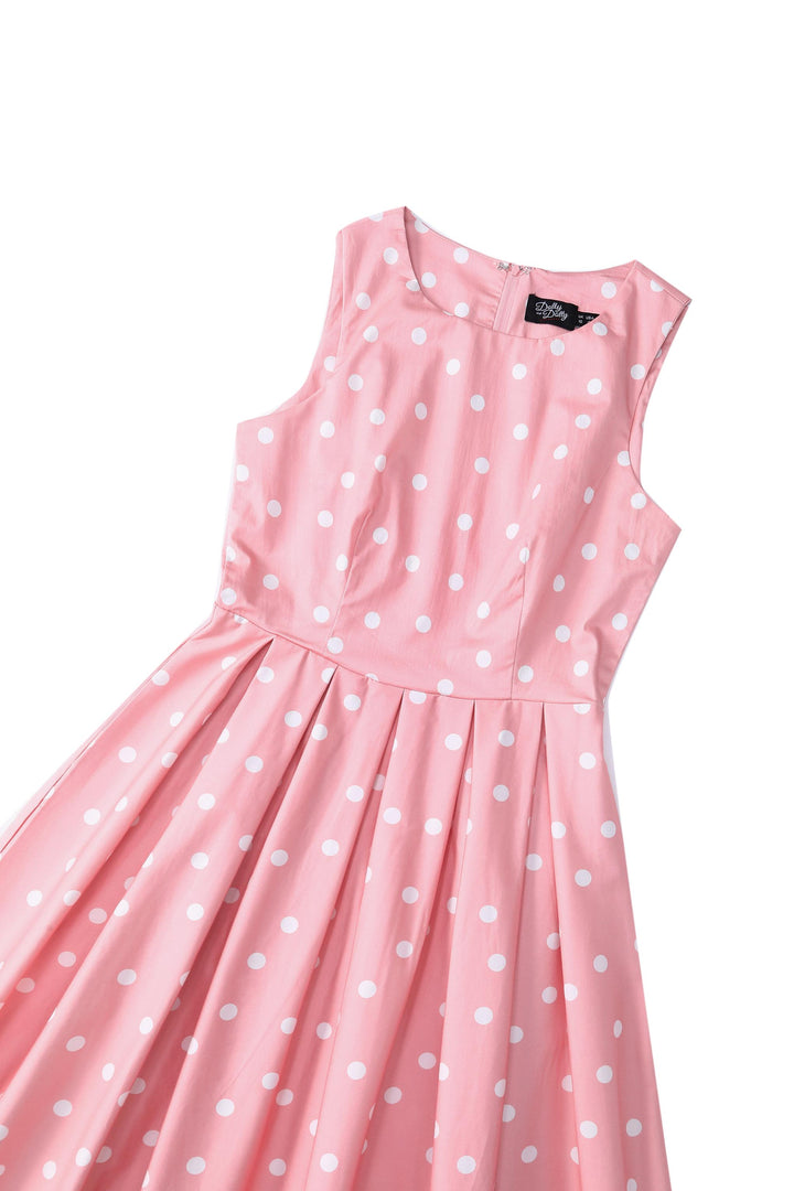 strapless open back dress Pre-Order - New Fit - Maneater Wiggle Dress in Hot Pink & White Polka Dot main image 0
