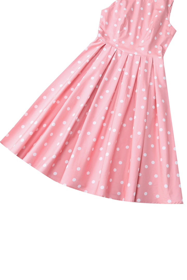 Annie Retro Polka Dot Dress in Pale Pink by Dolly and Dotty
