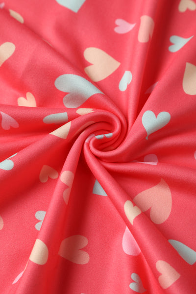 Close up view of Coral Heart Crossover Bust Tea Dress