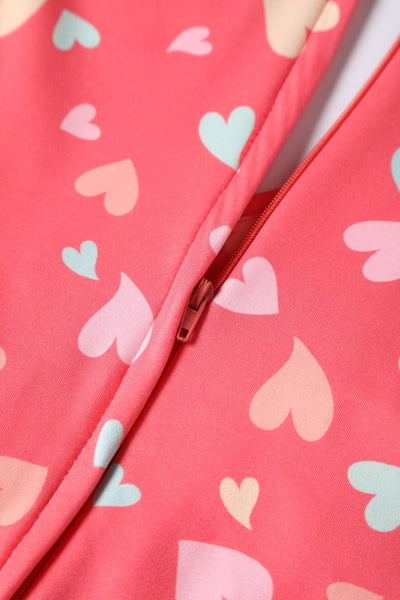 Close up view of Coral Heart Crossover Bust Tea Dress