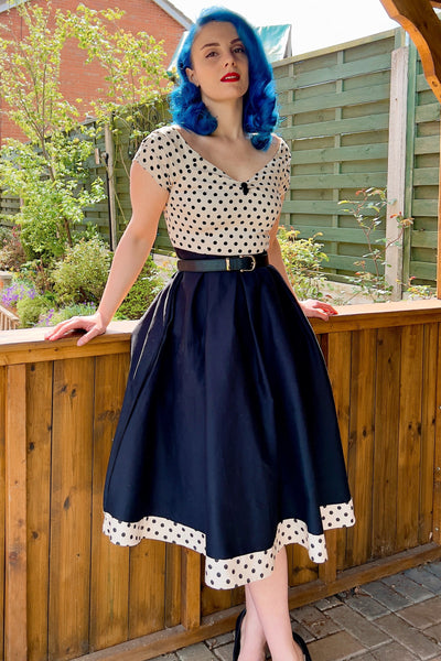 Black polka dot 50s skirt clearance