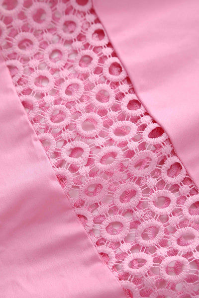 Close up view of Crochet Lace Formal Dress In Light Pink