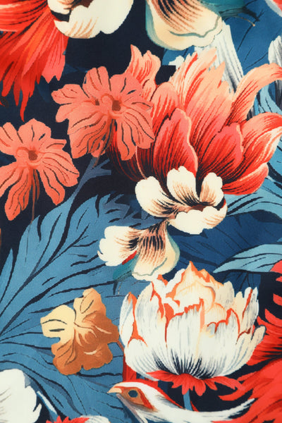 Close up view of Dark Green Flower Garden Swing Dress