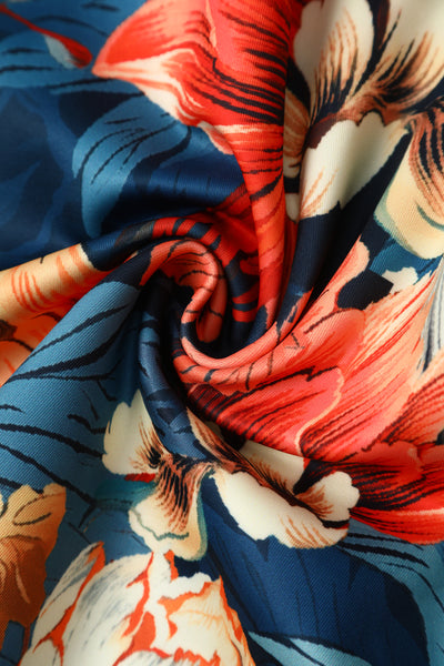 Close up view of Dark Green Flower Garden Swing Dress