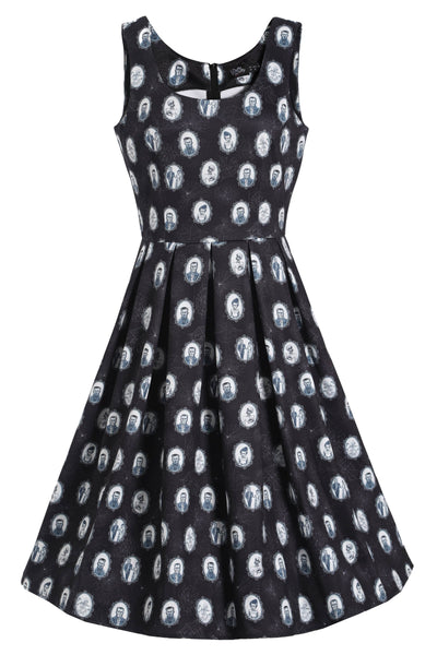 Black Frankenstein Monster Print Swing Dress