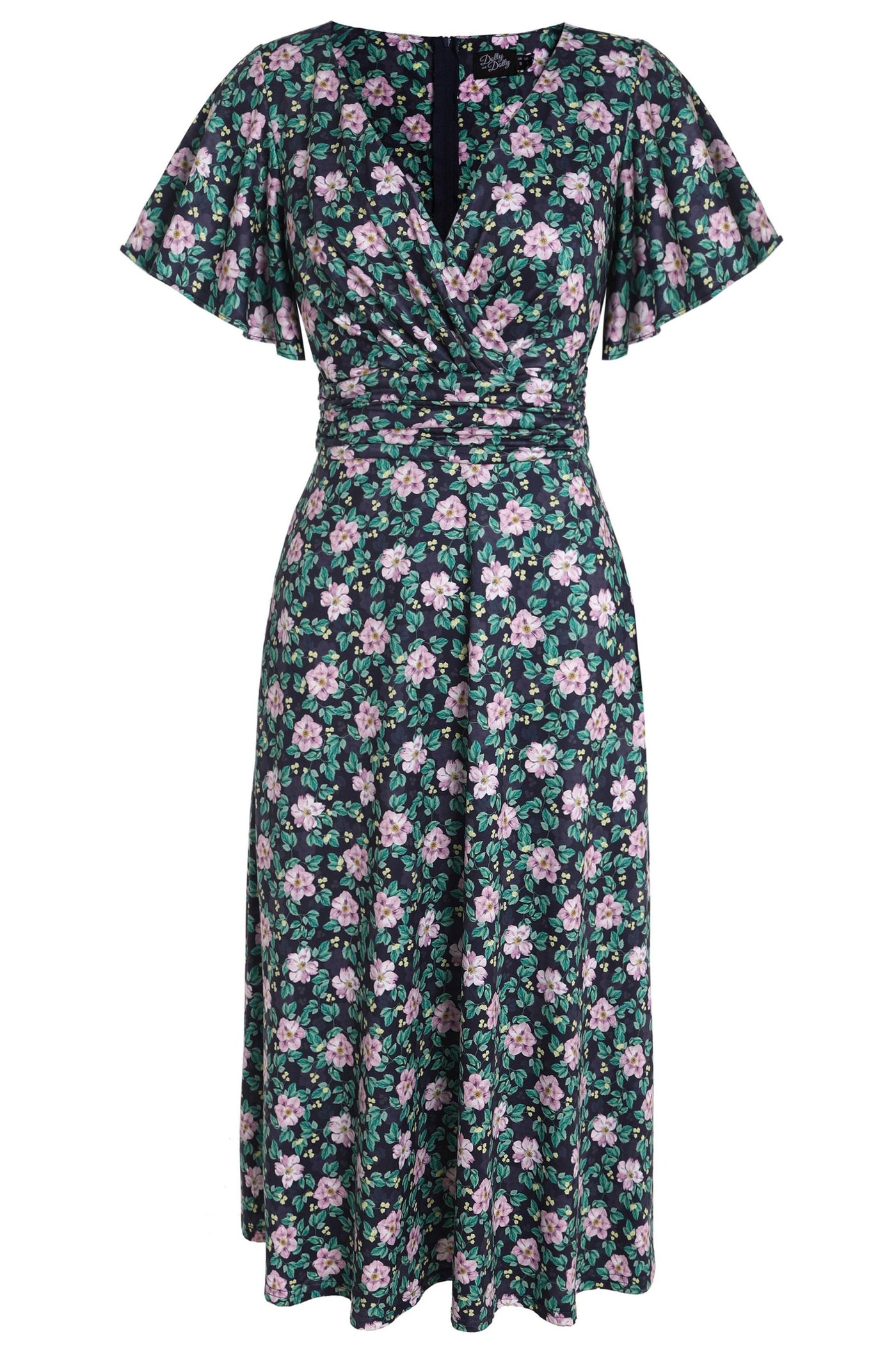 Donna Purple Floral Ruffled Casual Dress