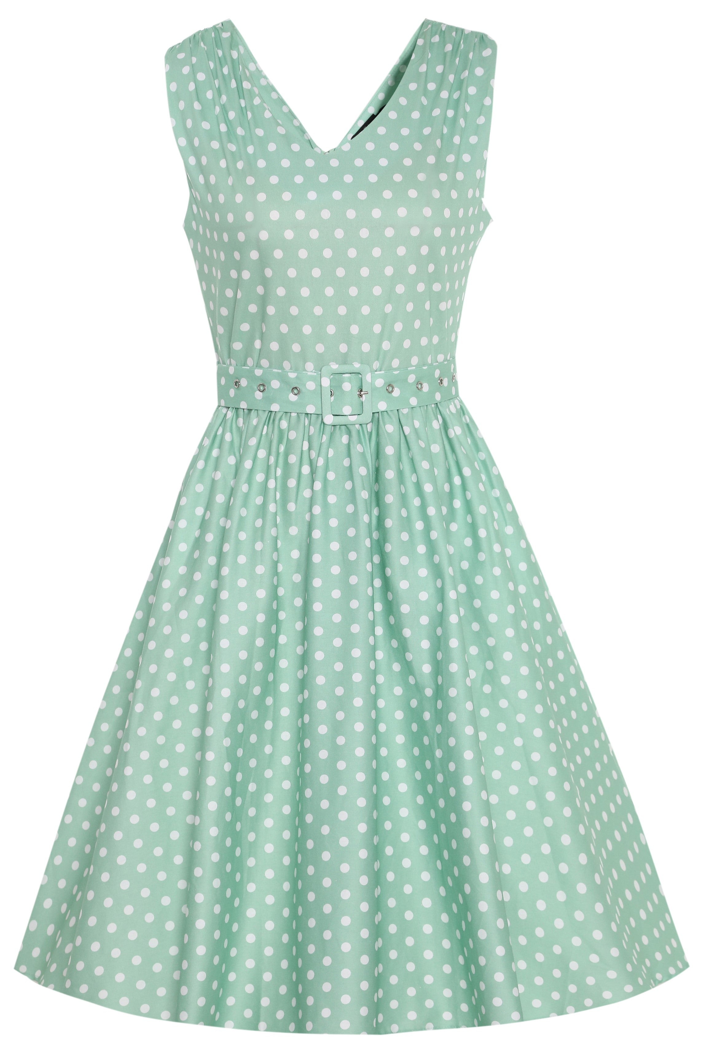 Wendy Polka Dot Swing Dress in Mint Green