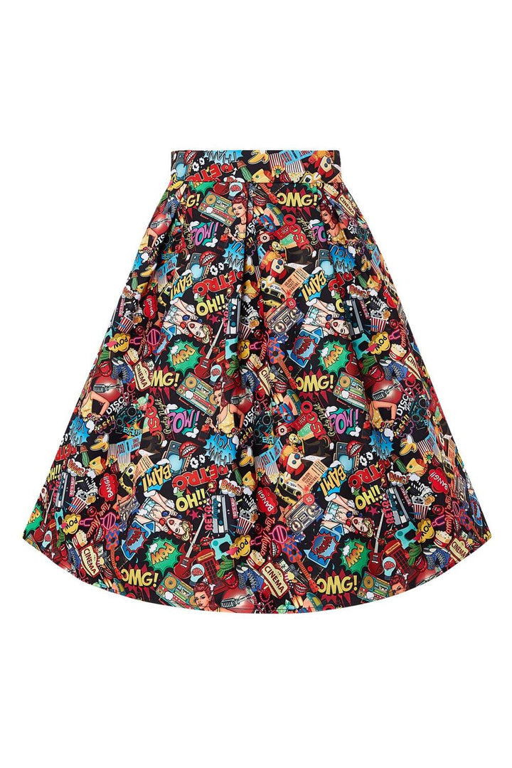 Carolyn Box Pleated Skirt In Pop Art Print by Dolly and Dotty