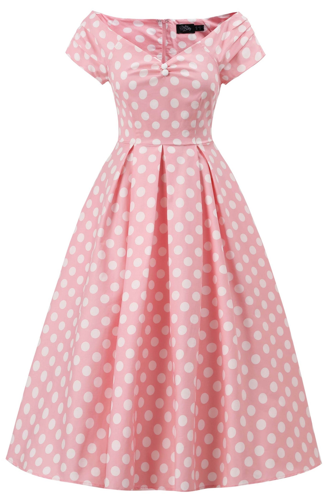 Light Pink Polka Dot Off Shoulder Dress