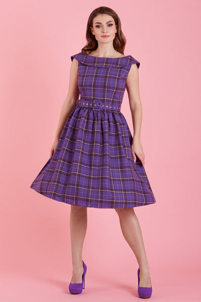 Cindy Full Circle Dress in Purple Tartan1