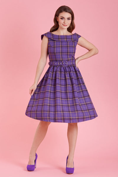 Cindy Full Circle Dress in Purple Tartan2