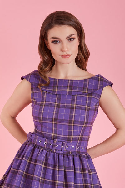 Cindy Full Circle Dress in Purple Tartan3