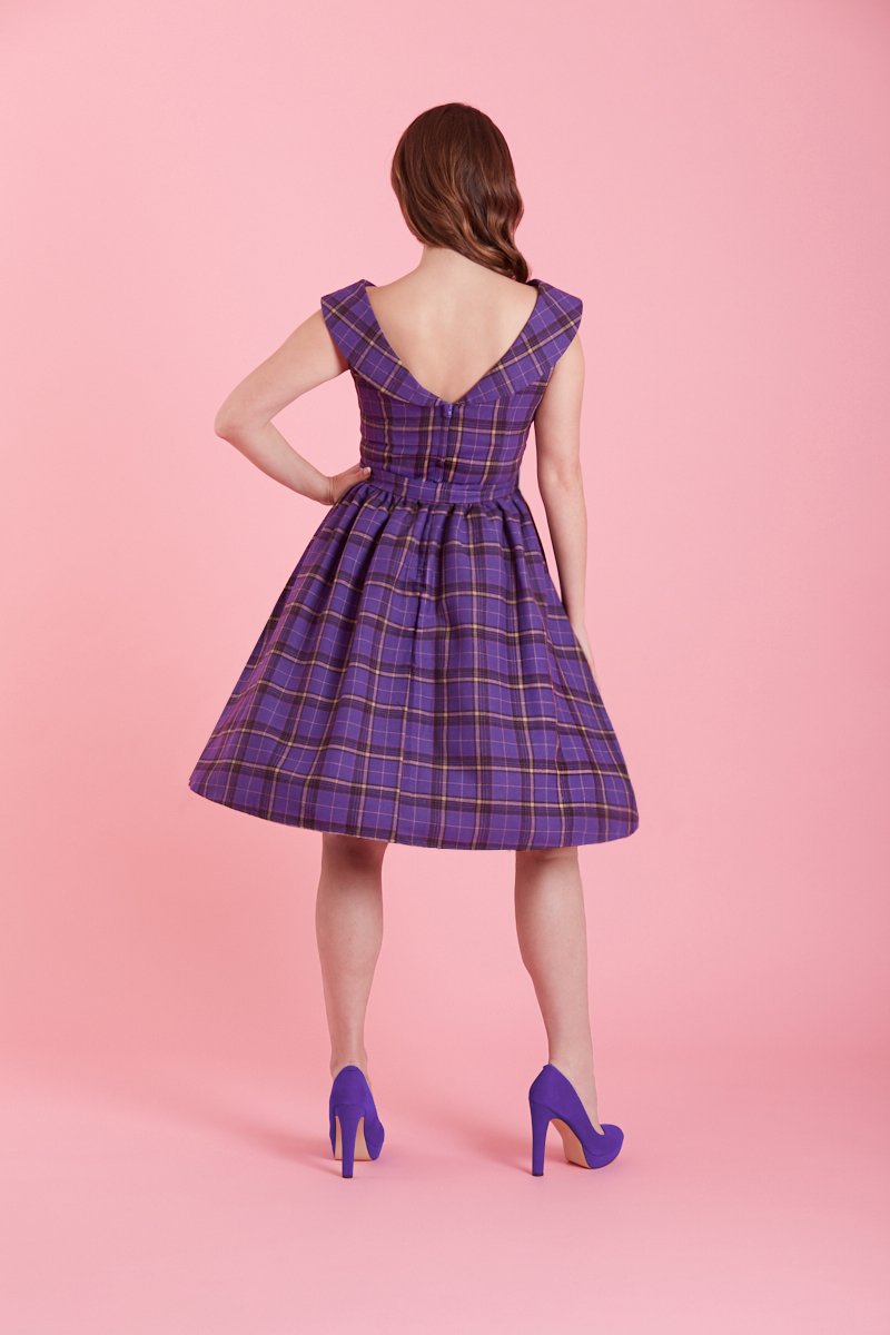 Cindy Full Circle Dress in Purple Tartan5