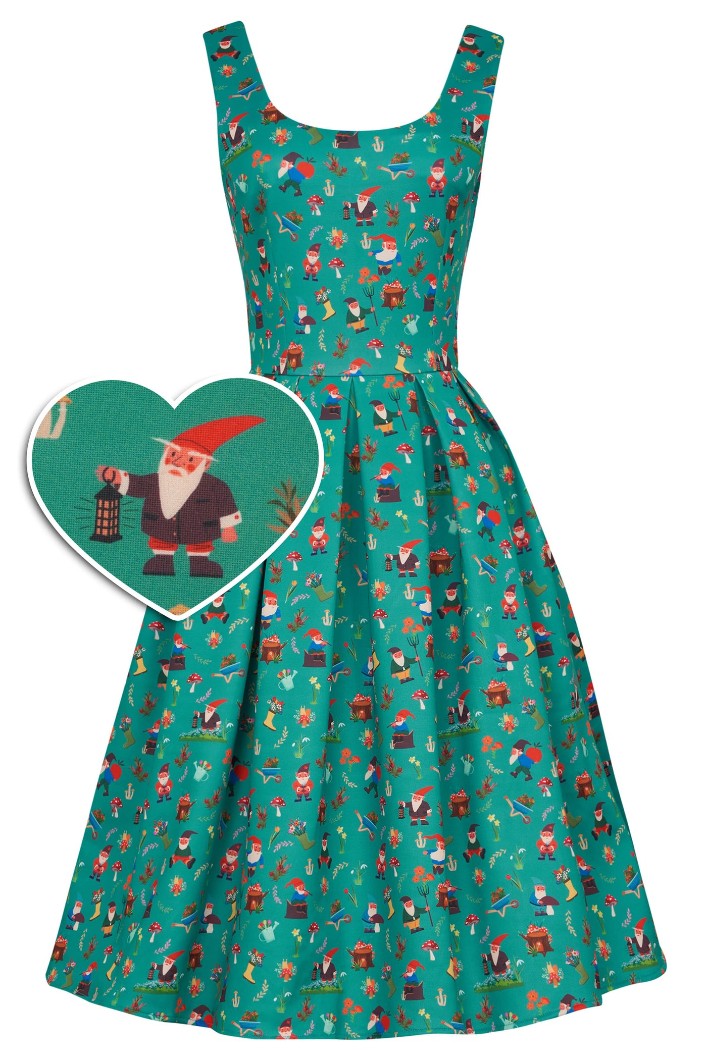 Green Garden Gnome Circle Dress