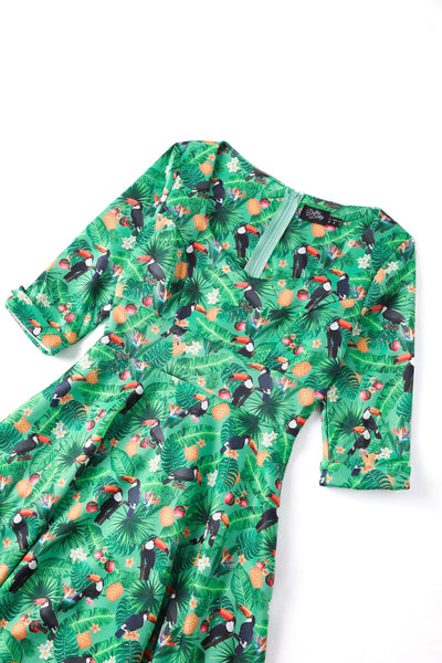 Green Tropical Toucan Dress