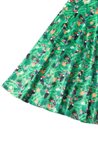 Green Tropical Toucan Dress