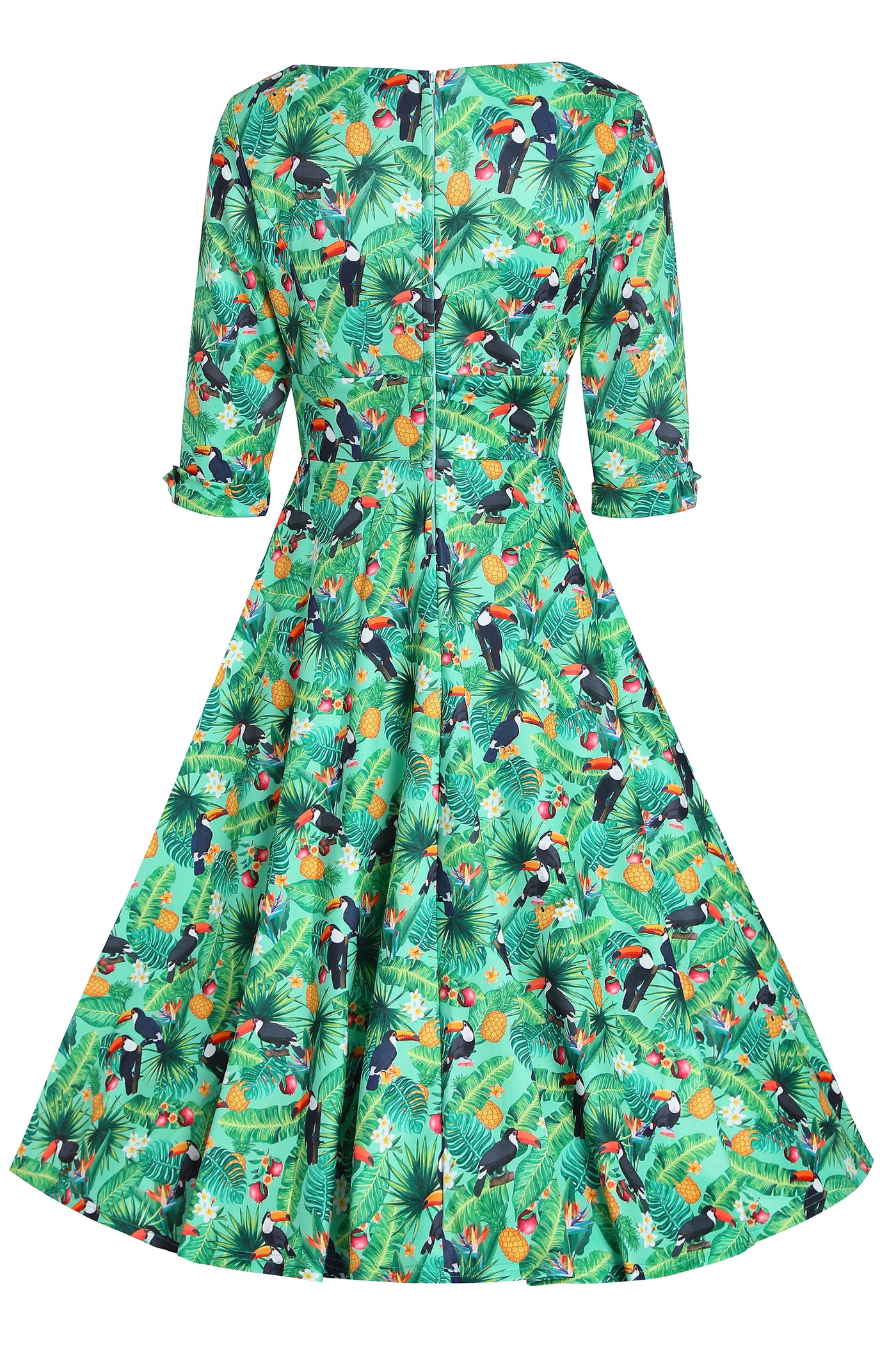 Green Tropical Toucan Dress