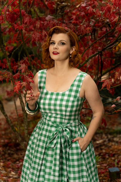 Green Gingham 1950's Fit and Flared Dress