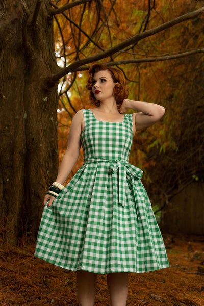 Green Gingham 1950's Fit and Flared Dress