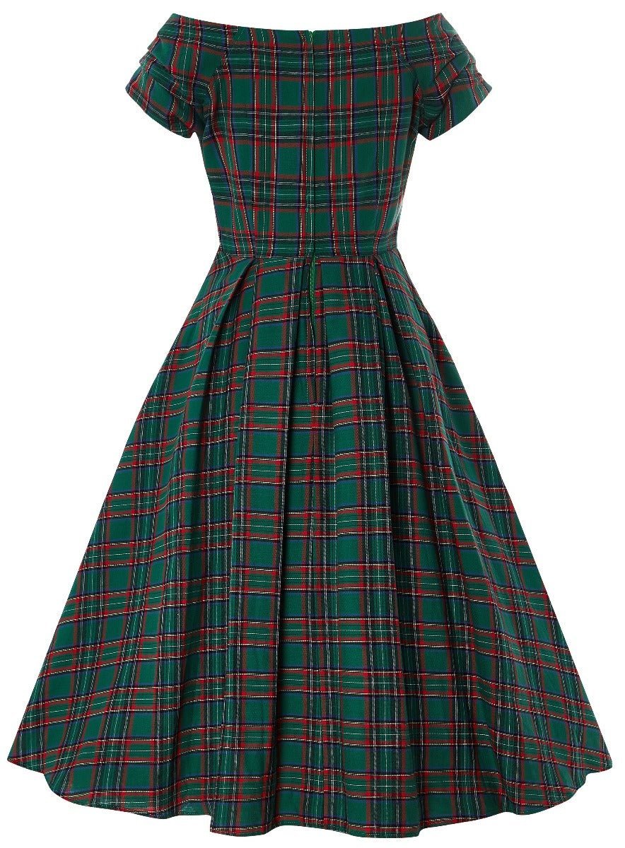slim fit dress slacks Geometric Smocked Bishop Dress Red & Green Plaid – Classic Whimsy main image 1