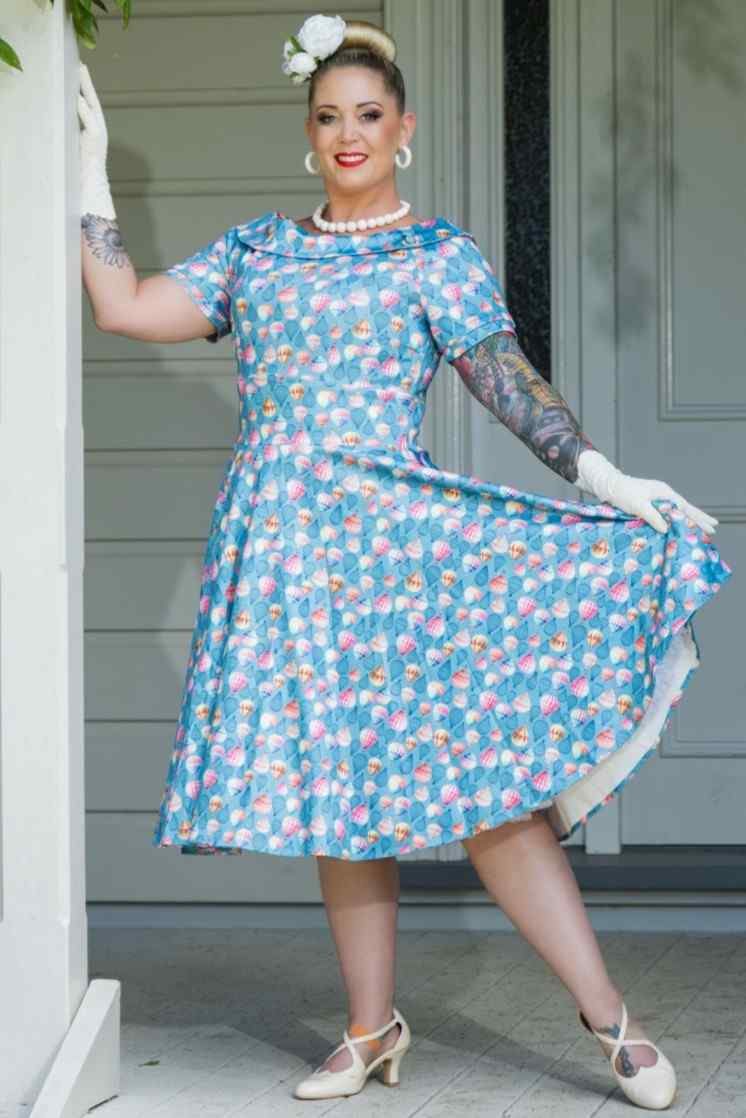 A model wearing a Hot Air Balloon Blue Swing Dress