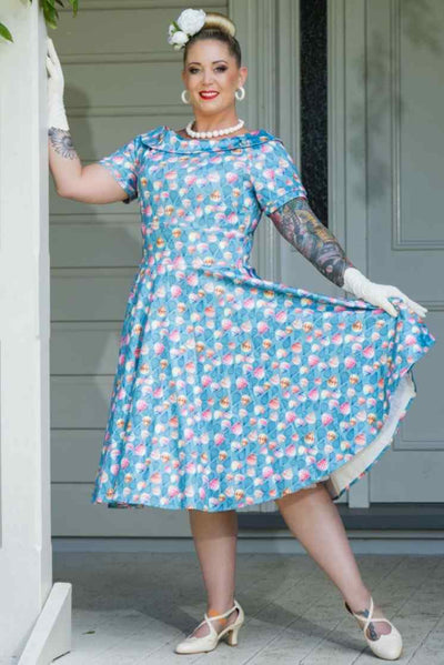 A model wearing a Hot Air Balloon Blue Swing Dress