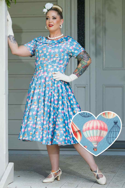 A model wearing a Hot Air Balloon Blue Swing Dress
