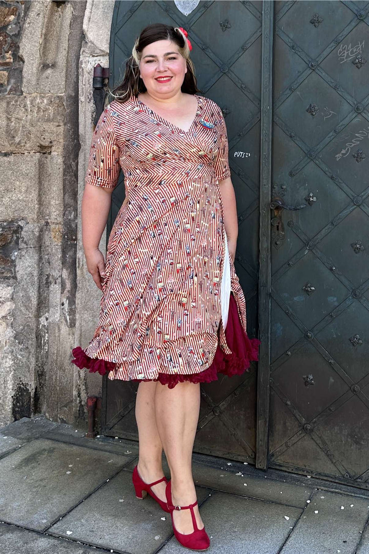 Matilda Circus Red Striped Wrap Dress