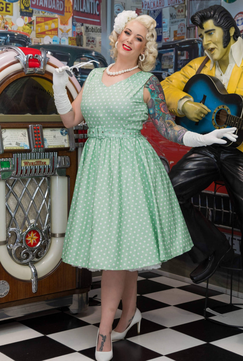 green emerald velvet dress Sage Polka Dot Shirred Midi Dress – PinkBlush