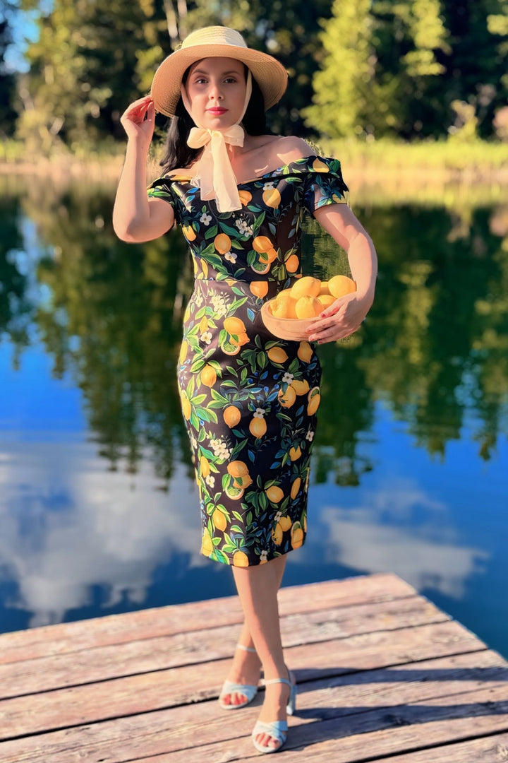 black lemon dress Little Black Lemon Dress 6 / Black and Yellow Print