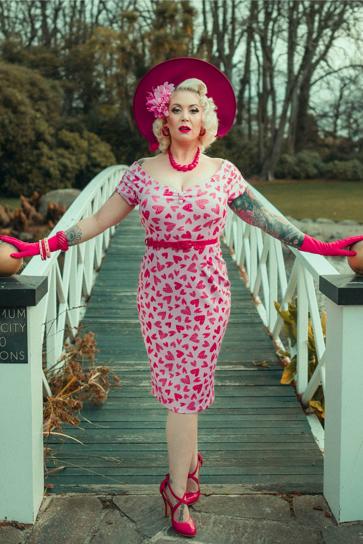 Valentines Pink Heart Pencil Dress