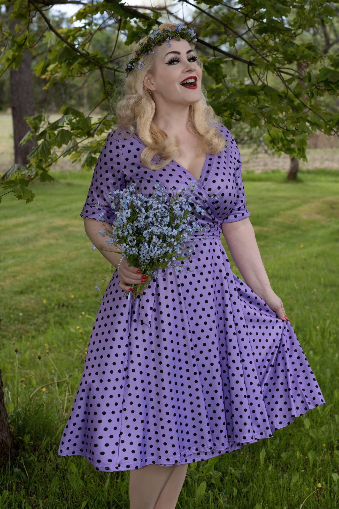Matilda Lavender Polka Dot Wrap Dress 8