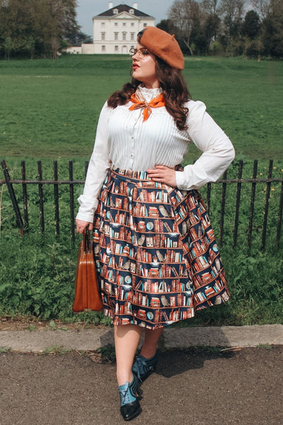 Library Book & Owl Box Pleated Skirt