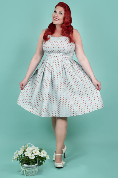 Light Blue & Red Polka Swing Dress