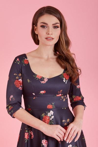 Scarlette Long Sleeved Black Raising Floral Midi Dress3