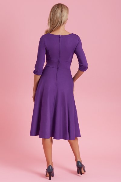 Scarlette Long Sleeved Purple Midi Dress