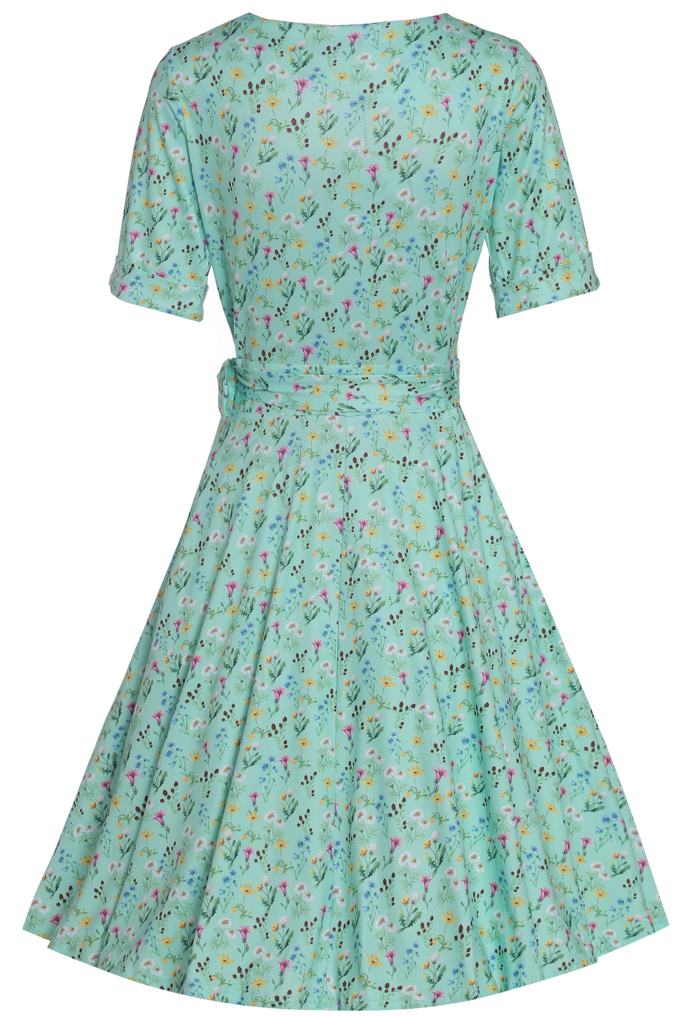 Matilda Mint Floral Wrap Dress back view