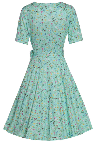 Matilda Mint Floral Wrap Dress back view