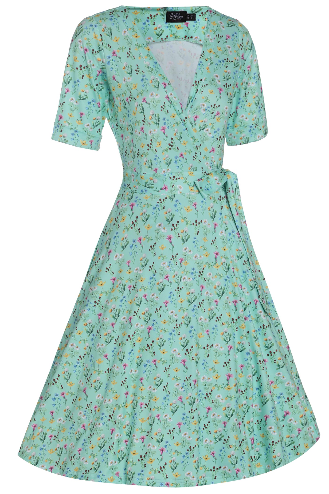 Matilda Mint Floral Wrap Dress side view