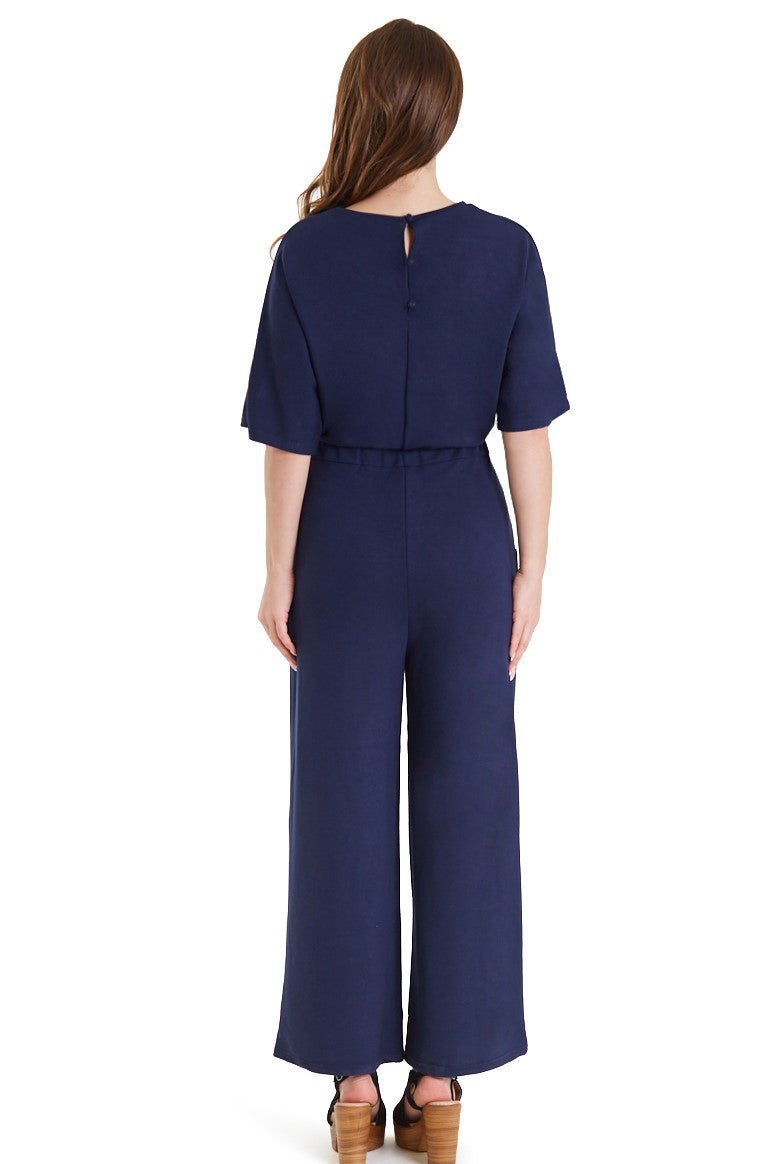 Back view of Navy Blue Wide Leg Jumpsuit