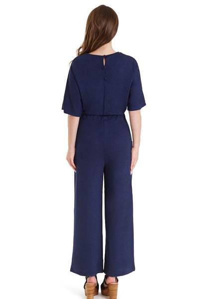 Back view of Navy Blue Wide Leg Jumpsuit