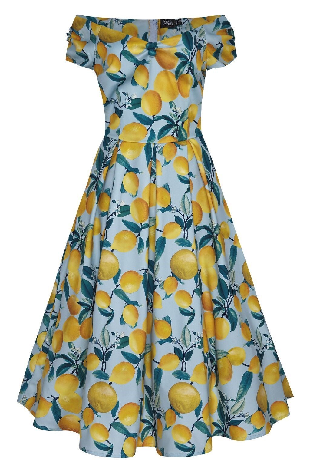 blue and yellow lemon dress Blue Lemon Print Tie Front Puff Sleeve Mini Dress 10 main image 0