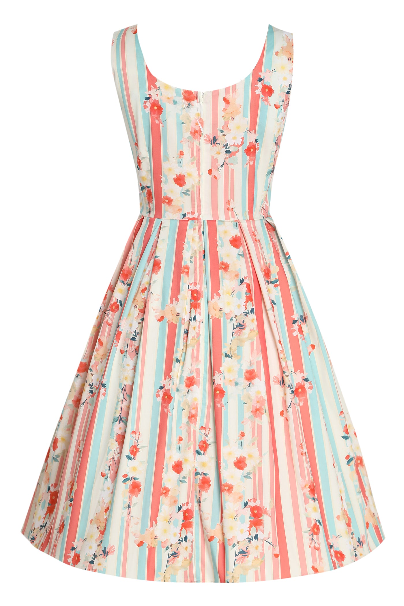 Pastel Floral & Striped Swing Dress
