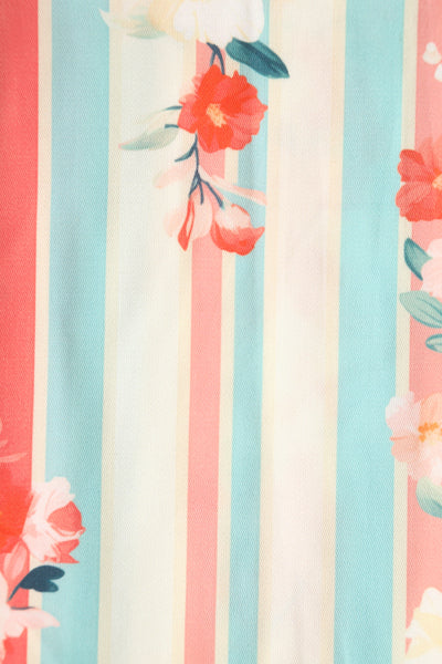 Pastel Floral & Striped Swing Dress