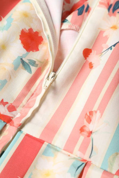 Pastel Floral & Striped Swing Dress