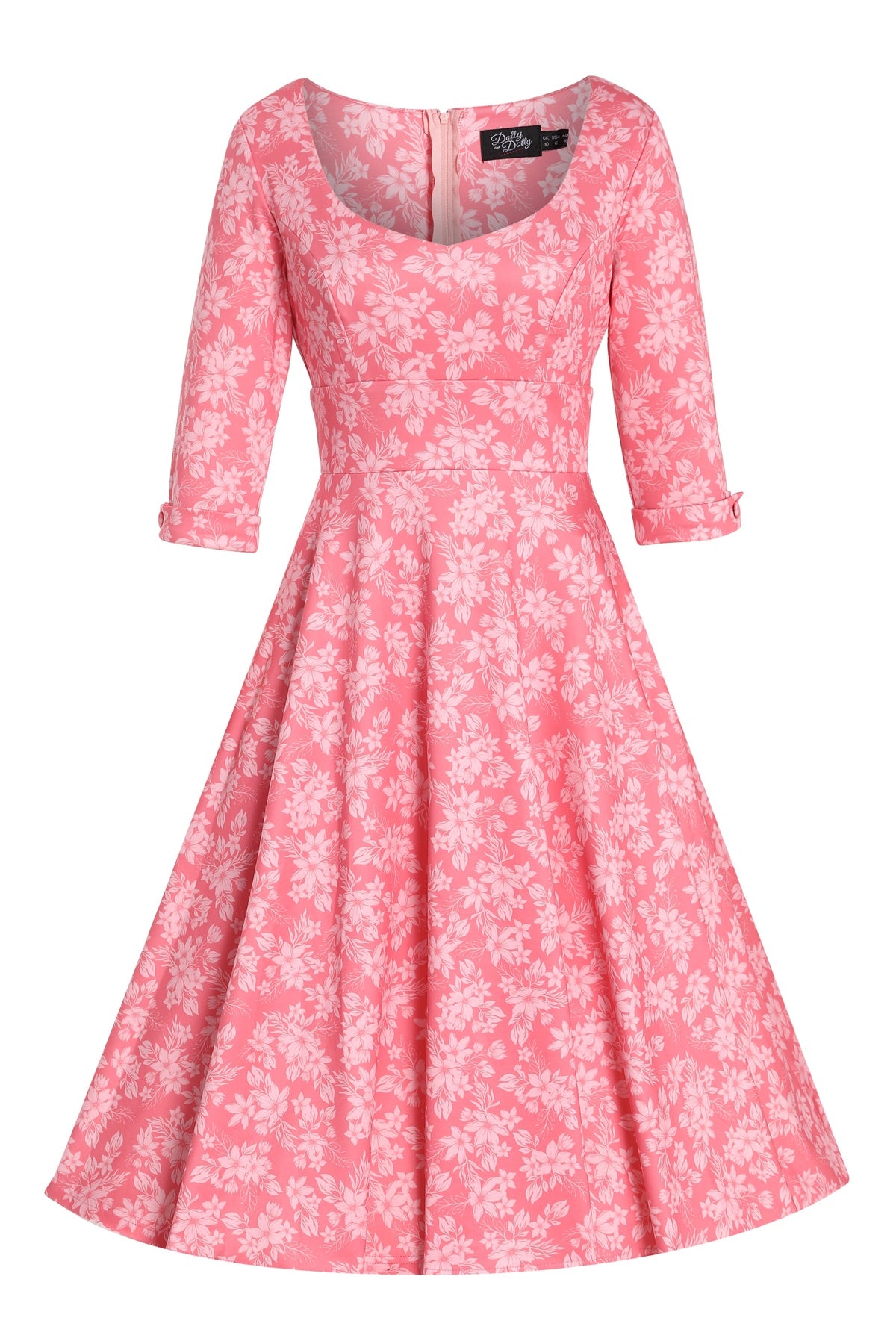 Front view of Pink Floral Garden Circle Dress